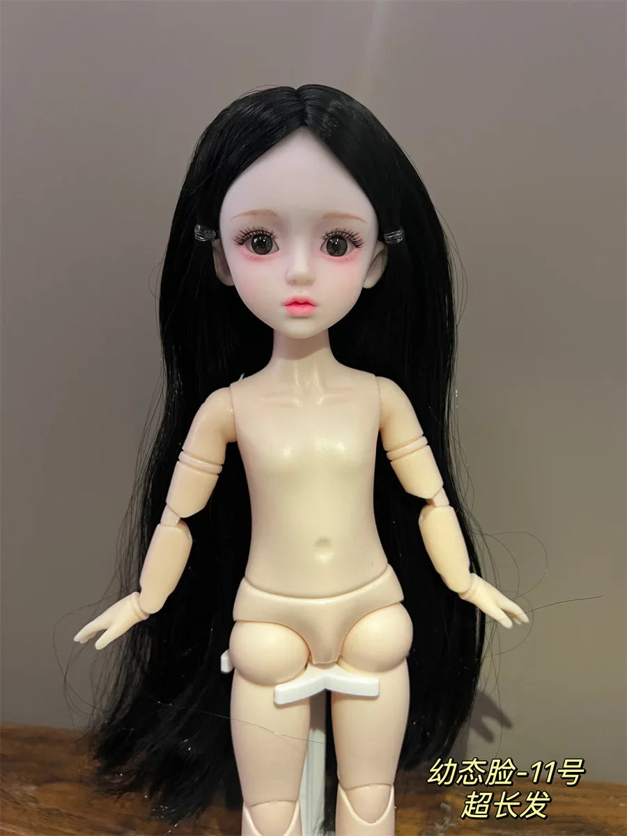 30cm 1/6 BJD Ball Jointed Doll – Starry Gray Eyes with Lolita Fashion Dress, DIY Toy Gift for Girls
