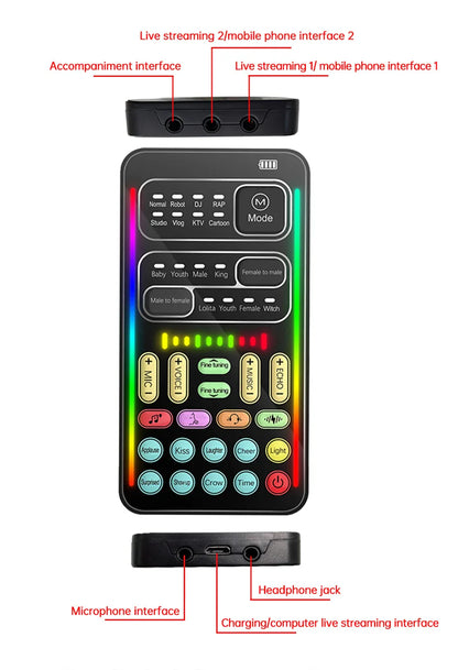 New i9 Portable Handheld Voice Changer – Mini Sound Card with 8 Multi-Functional Sound Effects