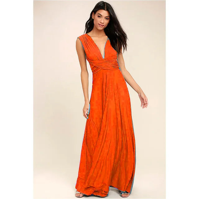 Women’s Summer Sexy V-Neck Maxi Dress – Multi-Wear Strappy Long Party Dress