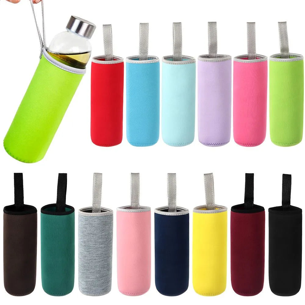 550ml Portable Neoprene Vacuum Cup Sleeve - Water Bottle Cover Insulator Bag for Glass Bottles - Sport Camping Accessory