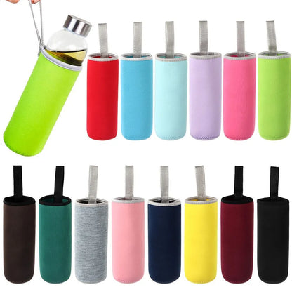550ml Portable Neoprene Vacuum Cup Sleeve - Water Bottle Cover Insulator Bag for Glass Bottles - Sport Camping Accessory