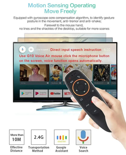 G10S Air Mouse Voice Remote Control – 2.4G Wireless Gyroscope & IR Learning for Android TV Box H96 MAX X88 PRO HK1