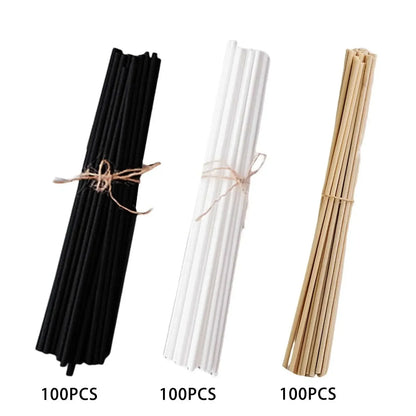 100PCS Reed Diffuser Sticks Set — 3mm x 8inch Fiber Sticks for Fragrance in Bedroom, Office, Bathroom & Home