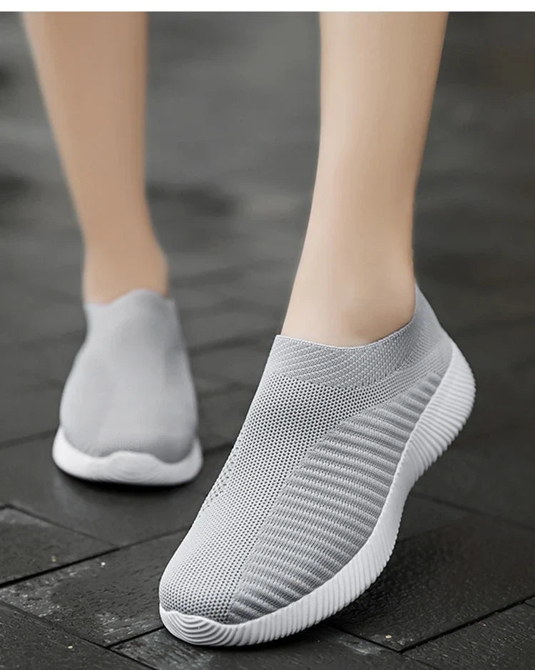 Women’s Slip-On Sock Sneakers – Breathable Flat Casual Vulcanized Sports Shoes Zapatillas