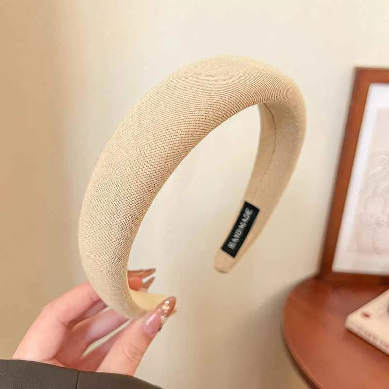 Wild Solid Color Sponge Headband – Wide Edge Fashion Hair Band for Women & Girls, Face Wash Accessory