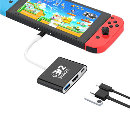 Switch 2 Dock HDMI 4K USB 3.0 Hub Adapter – Portable Docking Station & USB Splitter for NDS, Switch 2, Laptops, PC, iPad & MacBook