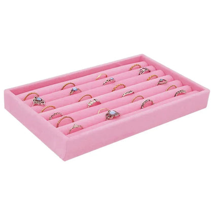 Jewelry Storage Box Organizer – Multi-Compartment Necklace, Ring, Earrings & Brooch Display Drawer Tray