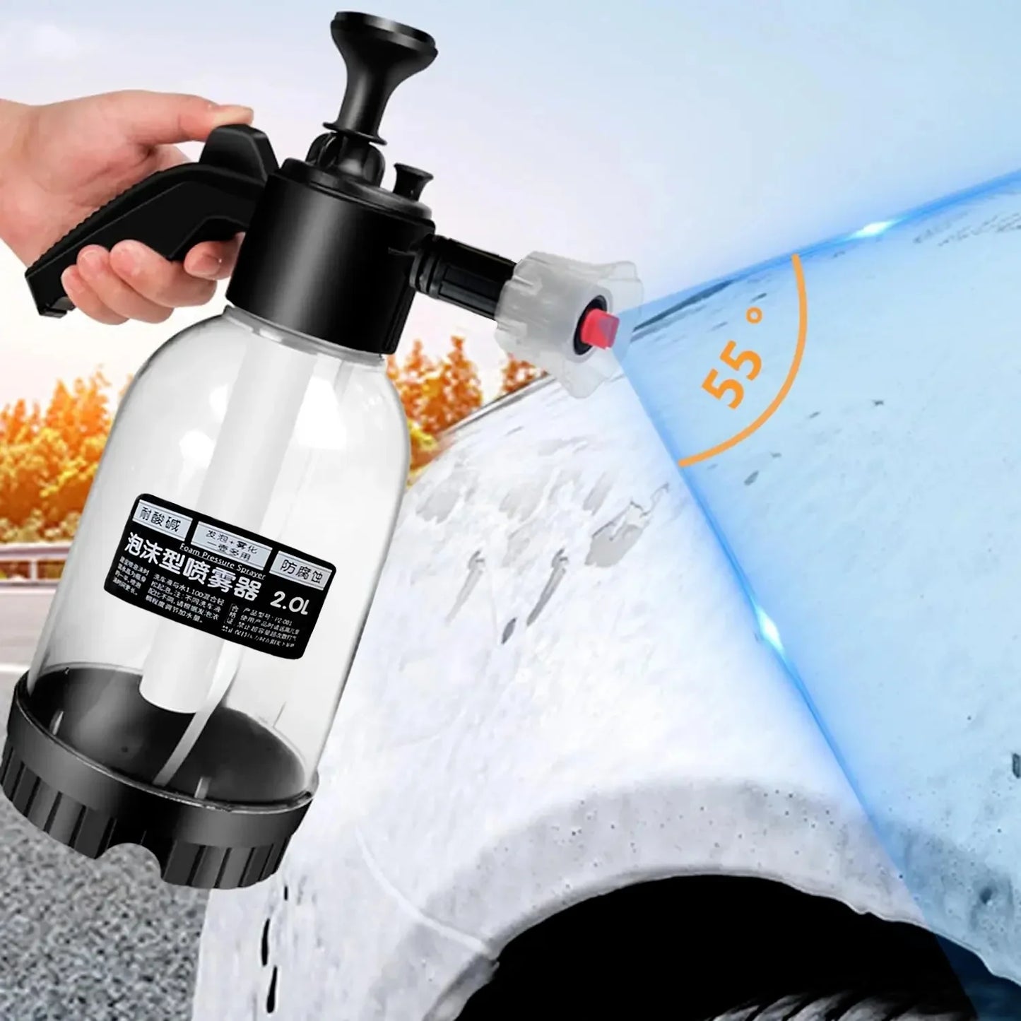 Air Pressure Car Wash Foam Spray Can – Handheld 2L High-Pressure Transparent Foam Watering Can for Car & Family