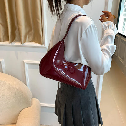 Versatile Women's Patent Leather Tote: Fashion Shoulder Bag, Satchel, and Hobo Bag - Designer Zipper Handbags