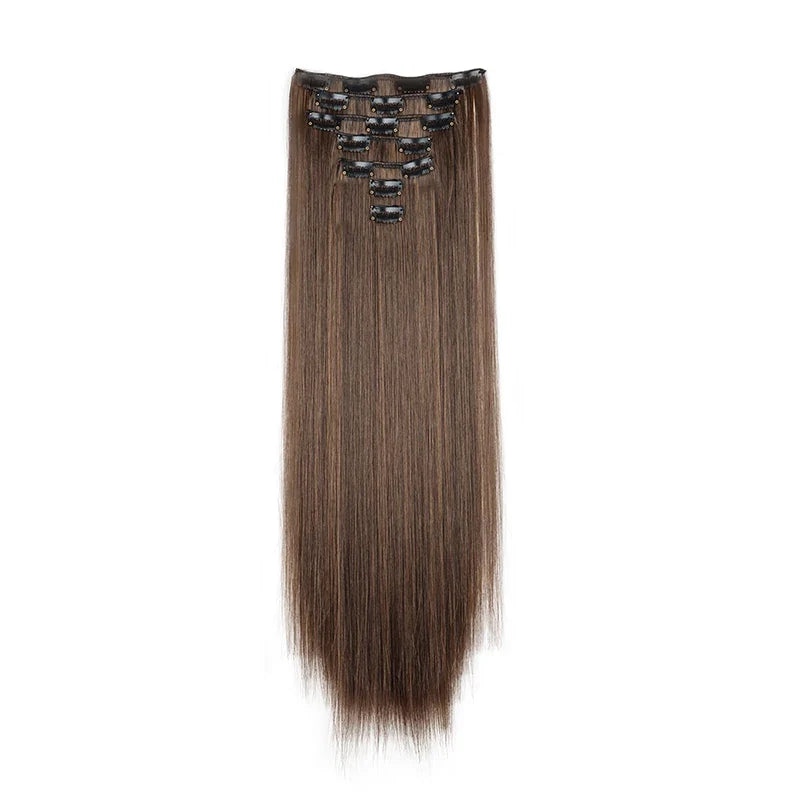 WIGSIN 24-Inch Straight Hair Extensions - 7-Piece Clip-In Synthetic Hair Set for Women