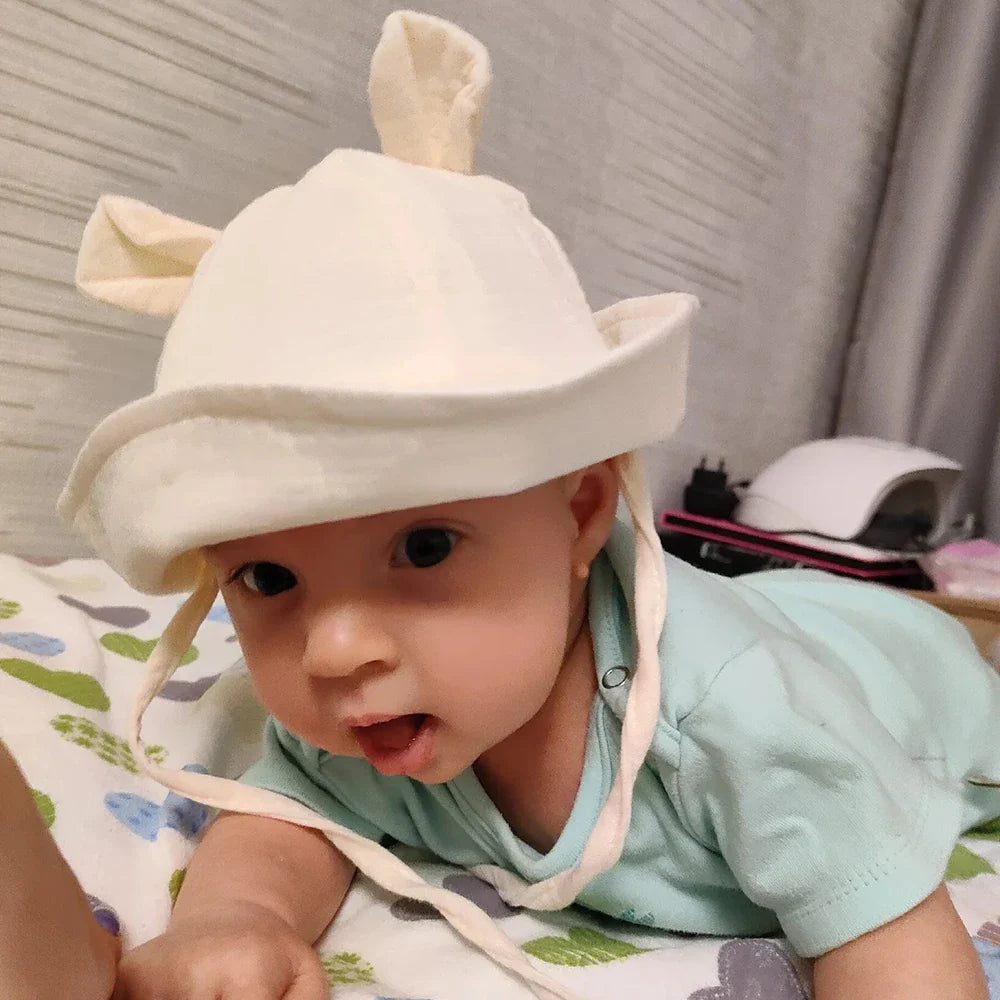 Muslin Cotton Baby Sun Hat – Soft Summer Panama Bucket Cap for Infants (3–12M) | Breathable Kids Sun Protection Hat for Boys & Girls