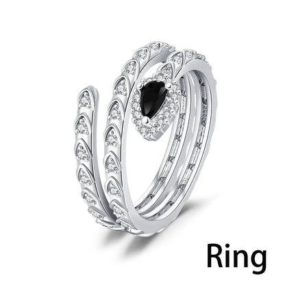 925 Silver CZ Snake Ring – Adjustable Cube Zirconia Finger Ring for Women, Party Jewelry & Fashion Accessory