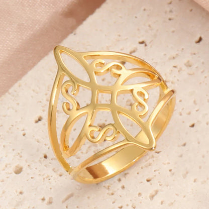 Witch Knot Stainless Steel Ring – Wiccan Celtic Knot Amulet, Good Luck & Protection Jewelry for Men & Women