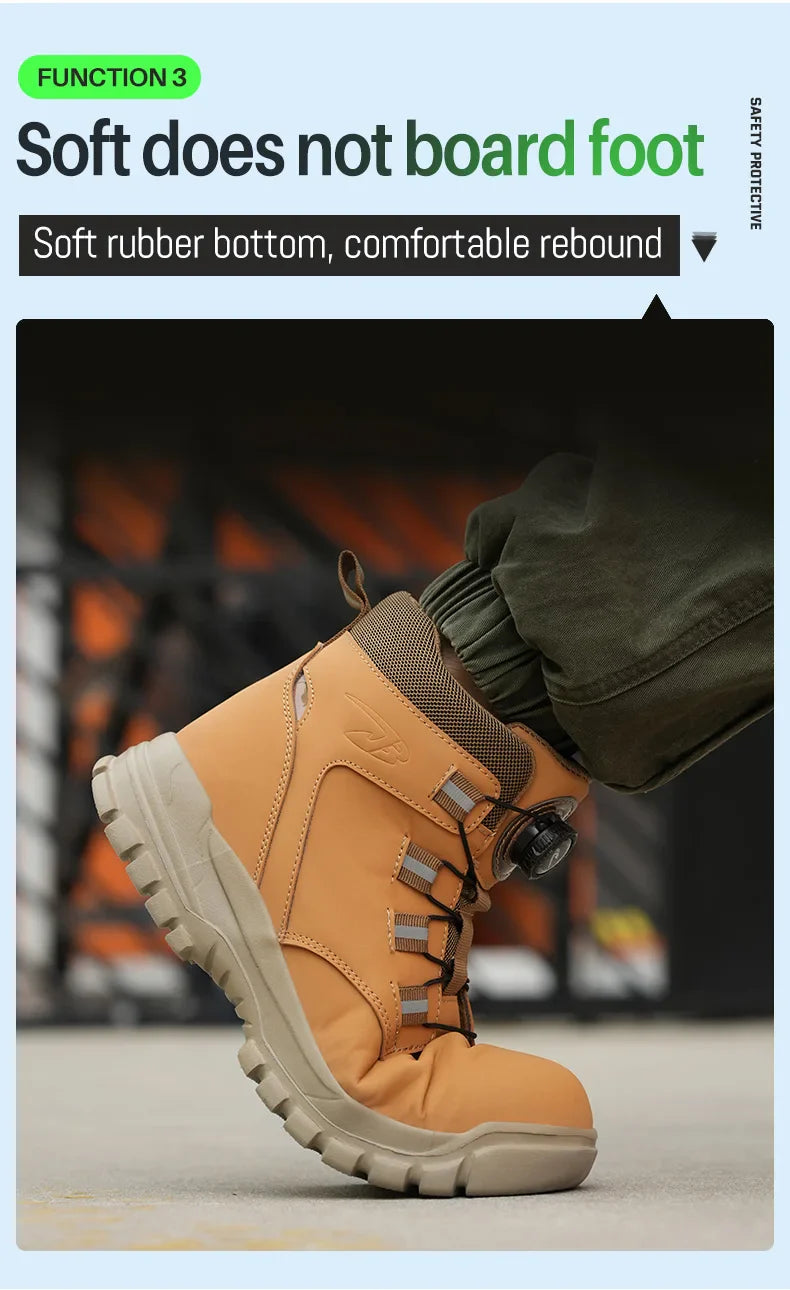 2024 Fashion Waterproof Security Work Boots – Protective Leather, Anti-Smash & Anti-Puncture Industrial Safety Shoes