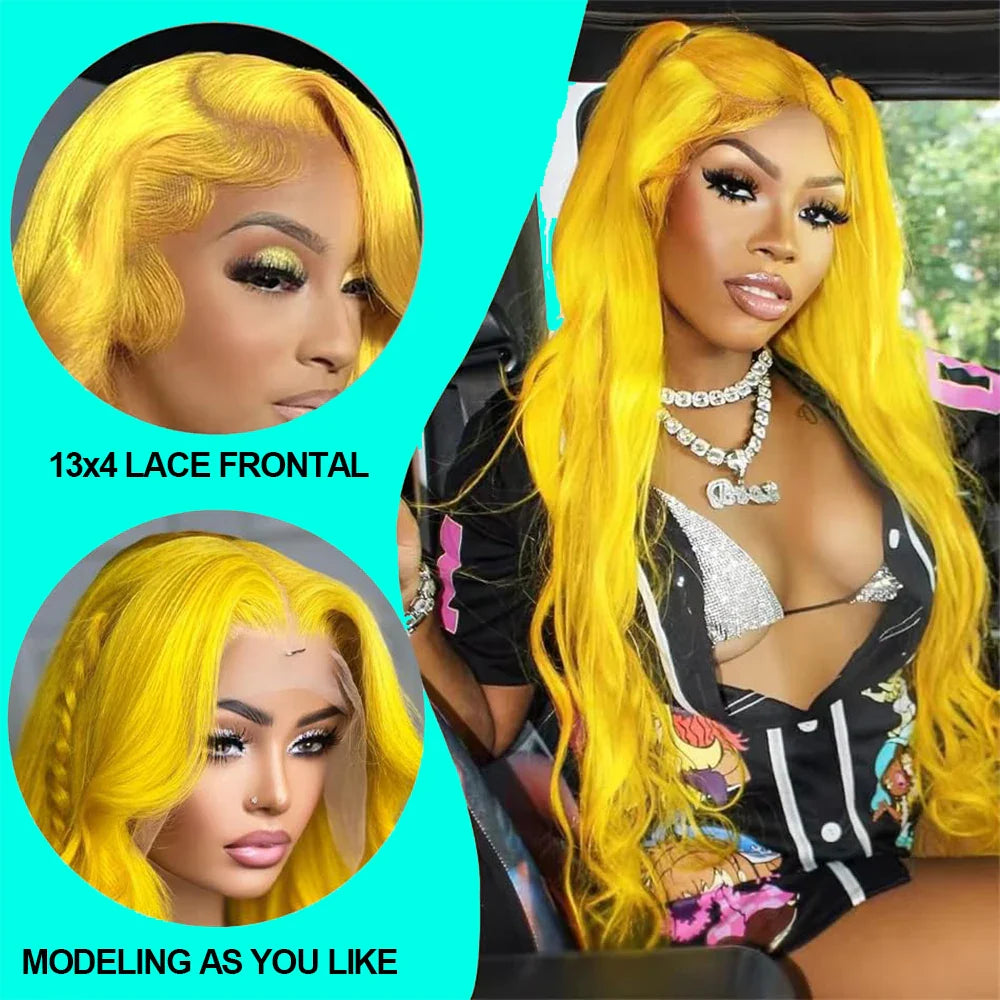 Light Yellow 613 HD Lace Frontal Wig – 13x6 Transparent Lace, Body Wave 200% Density Human Hair Wig for Women