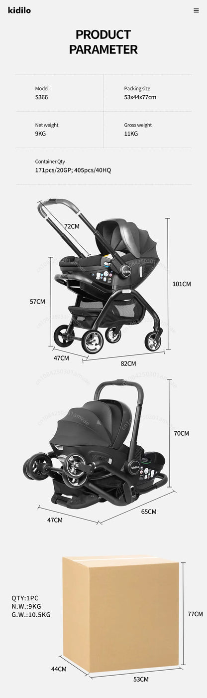 Multi-Functional Newborn Baby Stroller — Portable 4-in-1 Sleeping Basket, Safety Seat & Travel Cart