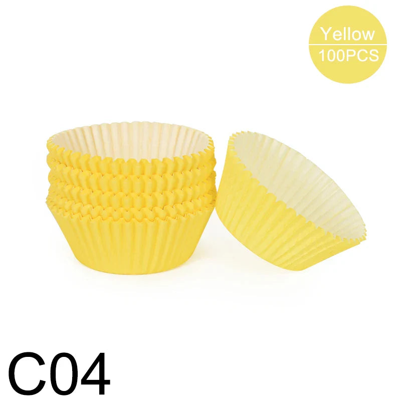 100pcs Oilproof Muffin Cupcake Liners – Solid Color Baking Paper Cups for Cakes, Birthday Party & Decorating Baking Tray Accessories