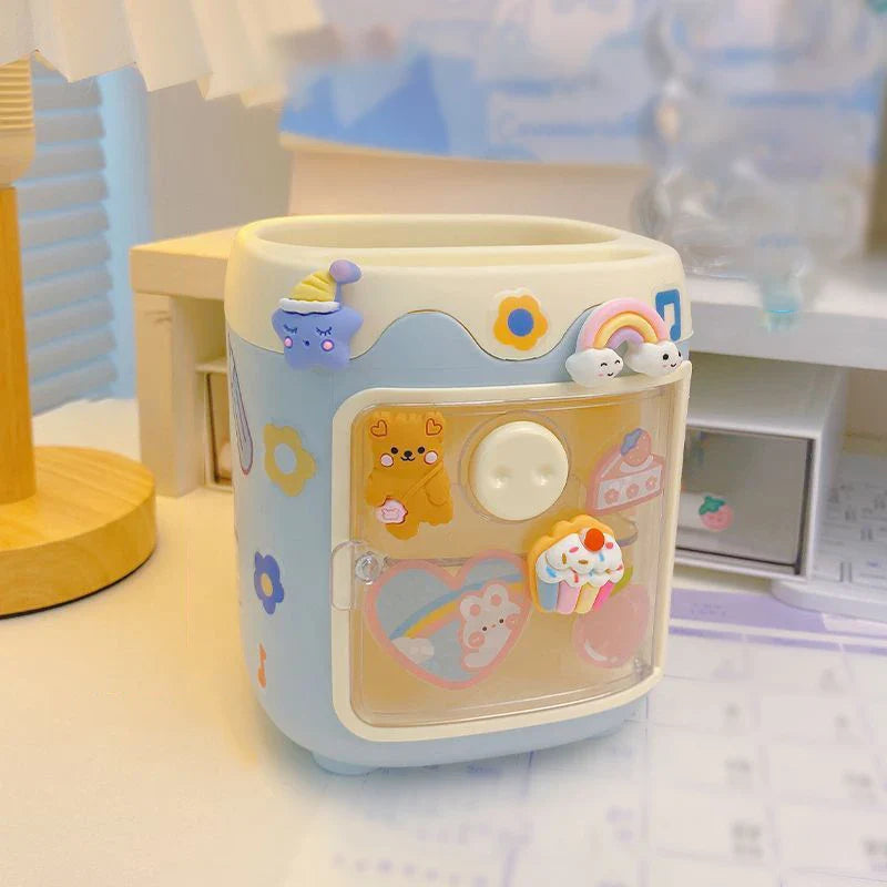 Cartoon Cute Desktop Storage Box – Large Capacity Pencil Holder & Multi-Functional Organizer for Student Stationery & Makeup Brushes