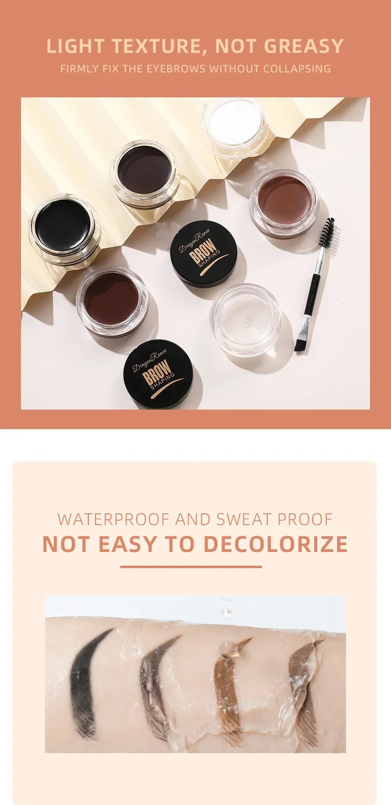 Matte Brown Black Eyebrow Cream – 3D Natural Tint Gel Wax, Waterproof & Long-Lasting Brow Enhancer