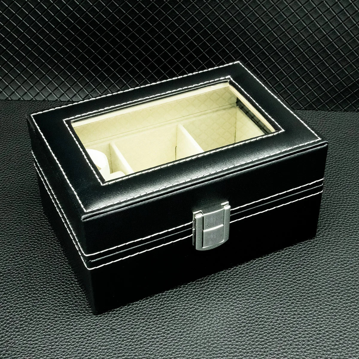 PU Leather Watch Display Box — Glass Top Storage Organizer with Slots for Men’s Watches, Perfect Gift