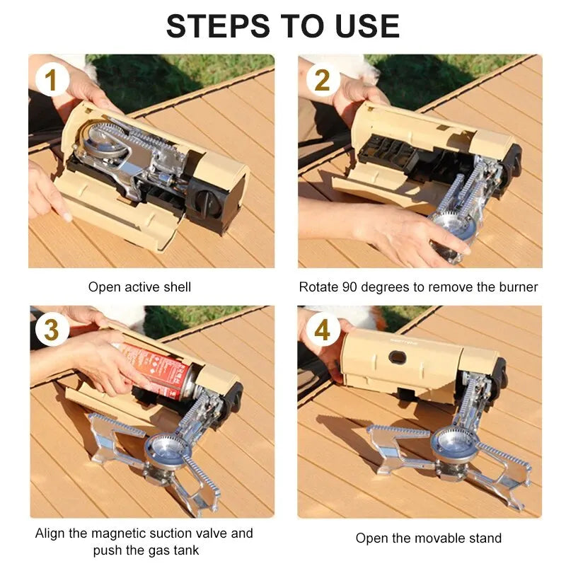 2670W Camping Gas Stove – Portable Folding Cassette Burner for Outdoor Picnics and Travel Cooking