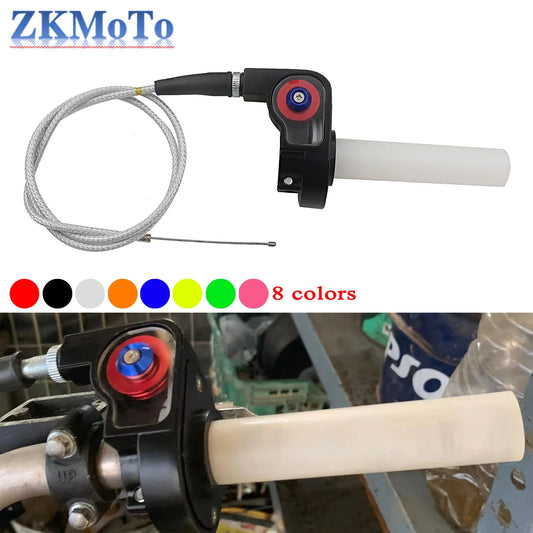 Motorcycle 1/4 Quick Turn Throttle Grip Set – Twist Gas Throttle Handle + 980mm Throttle Cable for Dirt & Pit Bikes, Motocross
