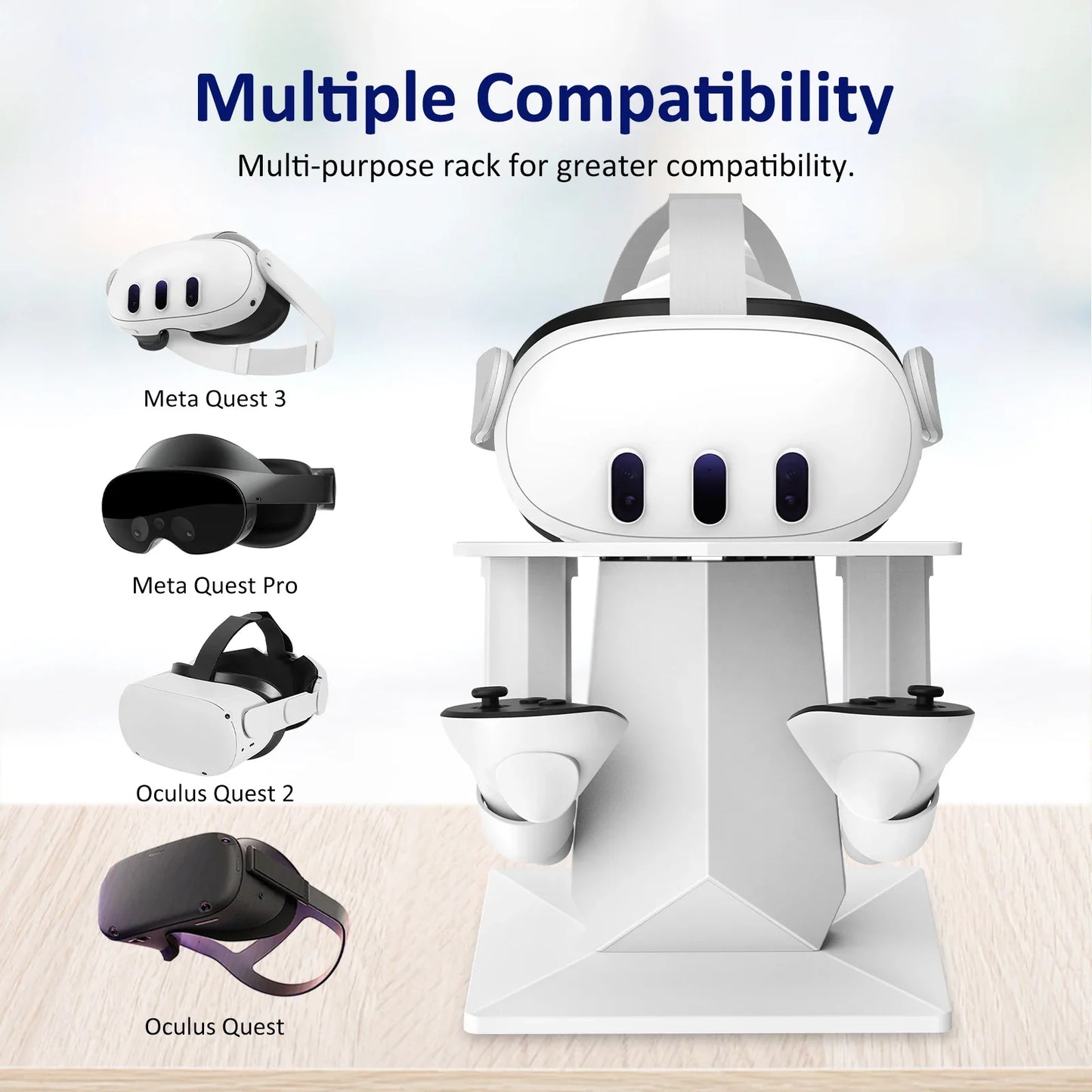 VR Stand Display Holder & Controller for Meta Quest 3/Pro, Oculus Quest 2 – Rechargeable Display Stand