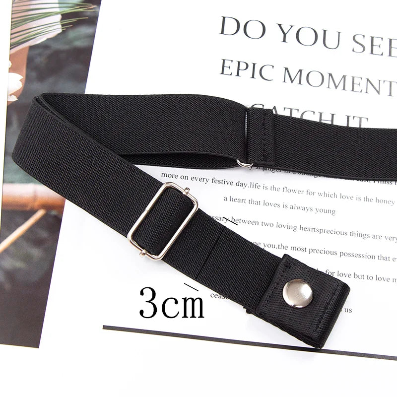 Elastic Buckle-Free Canvas Belt for Women – Stretch Waist Belt for Jeans & Pants, Invisible Lazy Belt