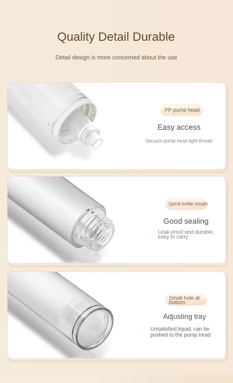 5-15ml Clear Refillable Airless Pump Bottle Set – Travel Cream, Lotion & Spray Containers for Toiletries