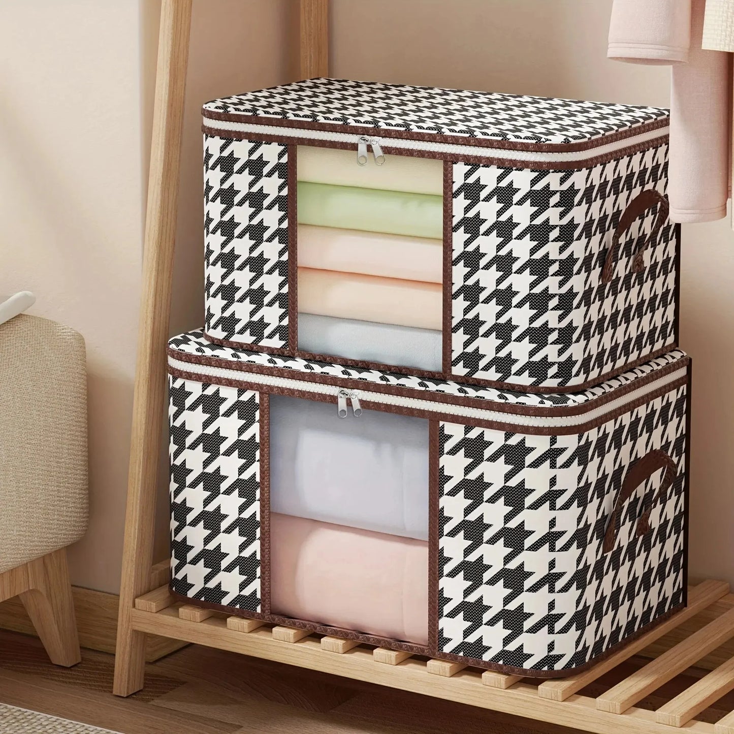 Large Capacity Visible Storage Box: Portable Household Clothes Organizer - Foldable, Dustproof Quilt Container with Handles and Zipper