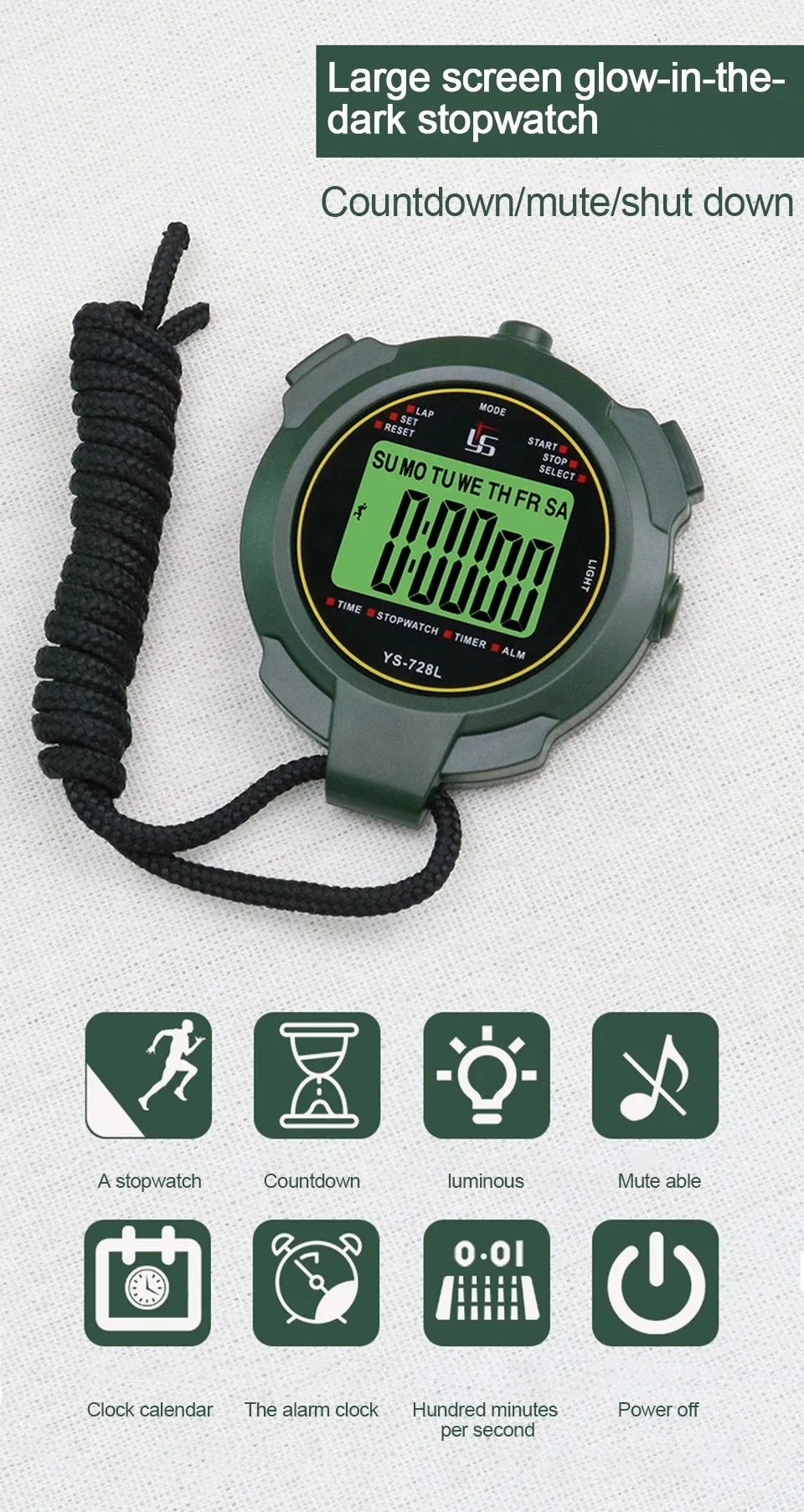 30h Chronometer Handheld Pocket Stopwatch – 0.01s Accuracy Digital Sport Timer with LCD for Professional Use