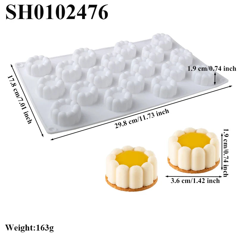 6 or 12 Cell Wavy Lace Cylindrical Silicone Cake Mold — Mousse & Dessert Baking Tool for Party Pastry