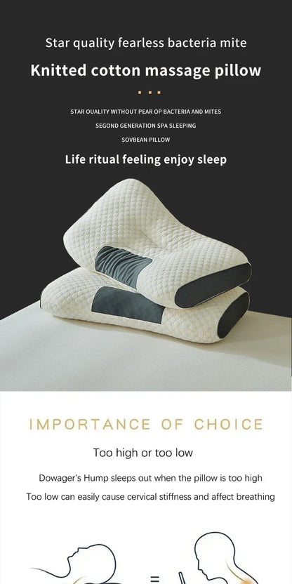2024 Orthopedic Cervical Neck Pillow | Soybean Fiber Massage Sleep Pillow for Neck Support & Relaxation | SPA-Style Sleeping Aid