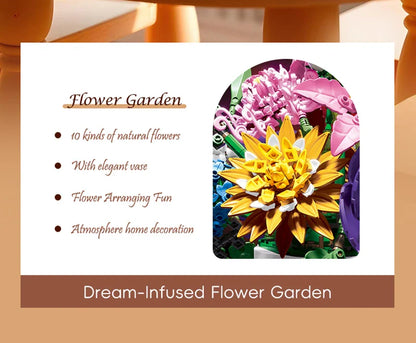 1081PCS Dream Flower Bouquet Building Blocks – Model Room & Garden Ornaments Toy for Kids, Girls, Adults, Christmas Gifts