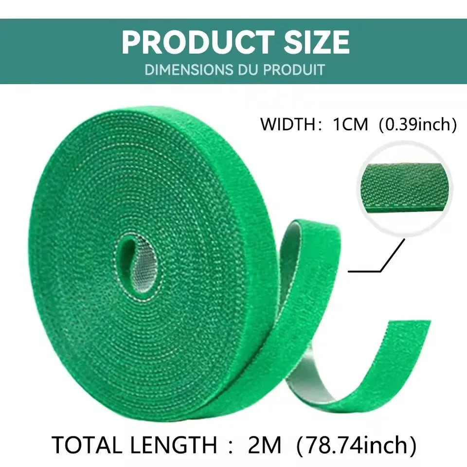 Garden Plant Support Tape - Reusable Nylon Hook-and-Loop Ties for Climbing Plants & Flowers