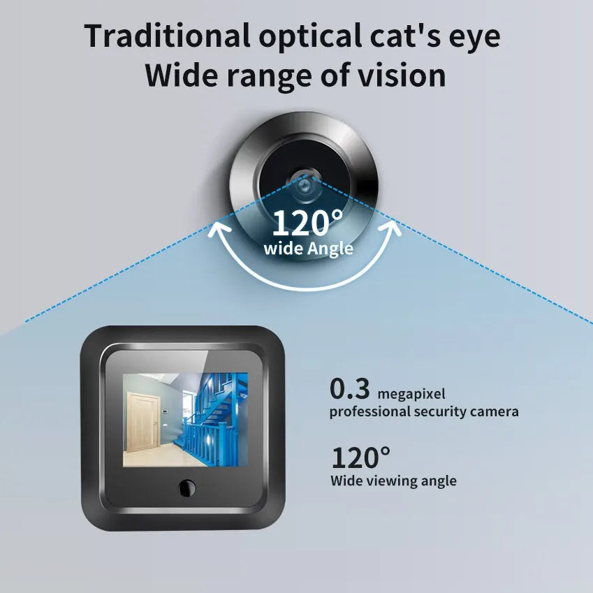2.4" Smart Digital Door Viewer — 120° HD Security Camera, 240x320 Visual Doorbell, 300K Pixels