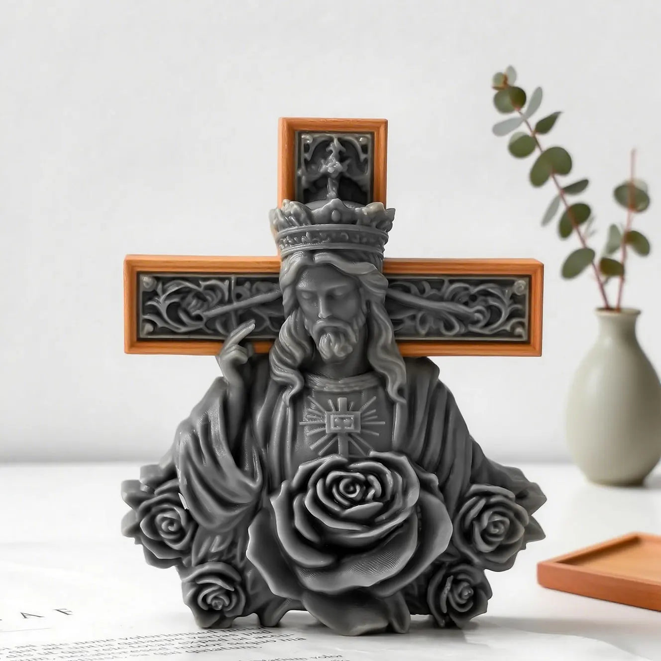 Silicone Candle Mold — Cross of Jesus & Mary DIY Mold for Resin, Plaster, and Christmas Candle Making Supplies