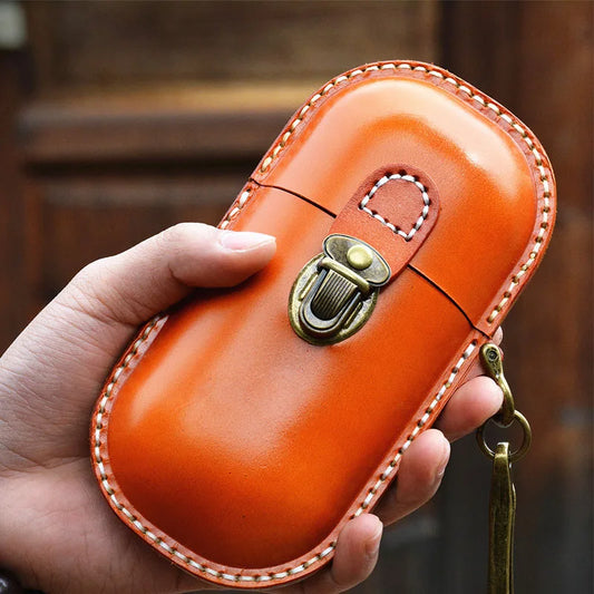 Vintage Leather Sunglasses Case with Hook – Portable Eyewear Storage, Glasses Organizer & Protection Case
