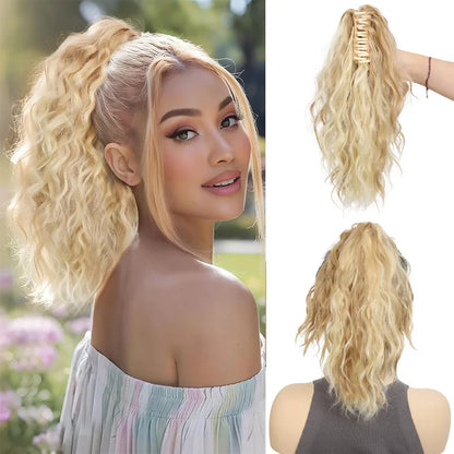 LUPU 14" Synthetic Curly Claw Clip-In Ponytail – Heat-Resistant Fashion Hair Extension for Daily Wear, Halloween & Holidays