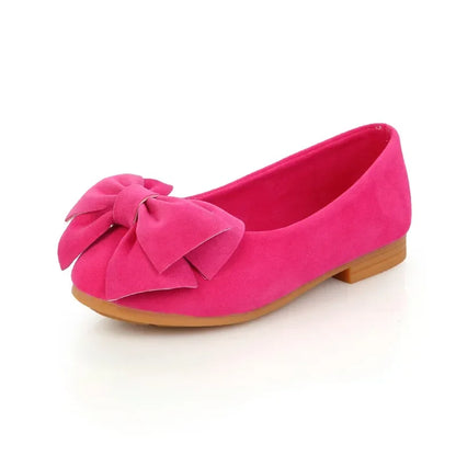 Girls Big Bow Candy Color Sandals - Soft PU Leather Slip-On Casual Shoes for Kids