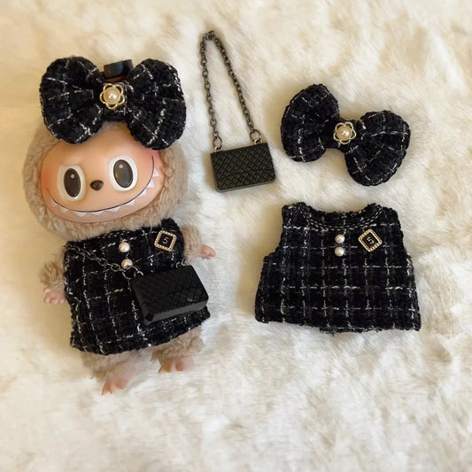 Cute Labubu Doll Outfit Set – Classic Dress for 17cm V2 Mini Dolls, Clothing Accessories for Kids Gift