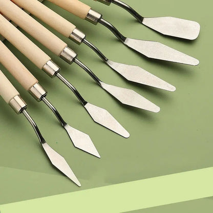 7Pcs Stainless Steel Oil Painting Knives - Artist Crafts Spatula Palette Knife Mixing Scraper Art Tools