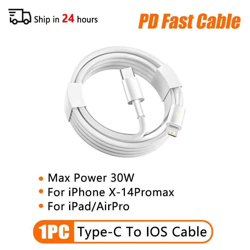 PD 60W USB-C to USB-C Fast Charging Cable – 2M Power Delivery Cord for iPhone 6-16 Series, iPad & USB-A Devices