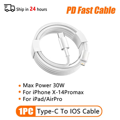 PD 60W USB-C to USB-C Fast Charging Cable – 2M Power Delivery Cord for iPhone 6-16 Series, iPad & USB-A Devices