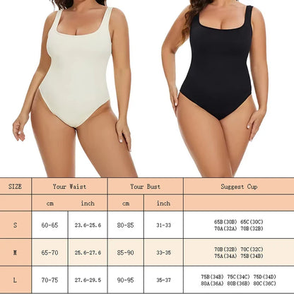 GUUDIA Ribbed Tummy Control Jumpsuit – Light Compression Daily Shaper Bodysuit with Open Crotch Shapewear Design