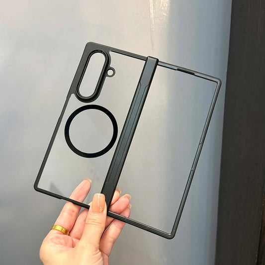 MagSafe-Compatible Case for Samsung Galaxy Z Fold 7 – Translucent Hinge, Shockproof Folding Cover with Magnetic Wireless Charging