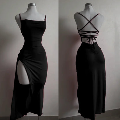 2024 New Summer Dress - High Sensibility Halter Strap Spice Girl Bag Hip Dress