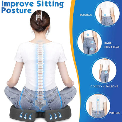 U-Shaped Memory Foam Coccyx Seat Cushion – Tailbone Pain Relief Pillow for Chair, Car & Office Use