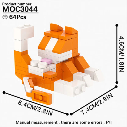 MOOXI Animal Series 62PCS MOC Cat Figures – DIY Building Blocks Educational Toys for Kids, Birthday Gift MOC3042-3045