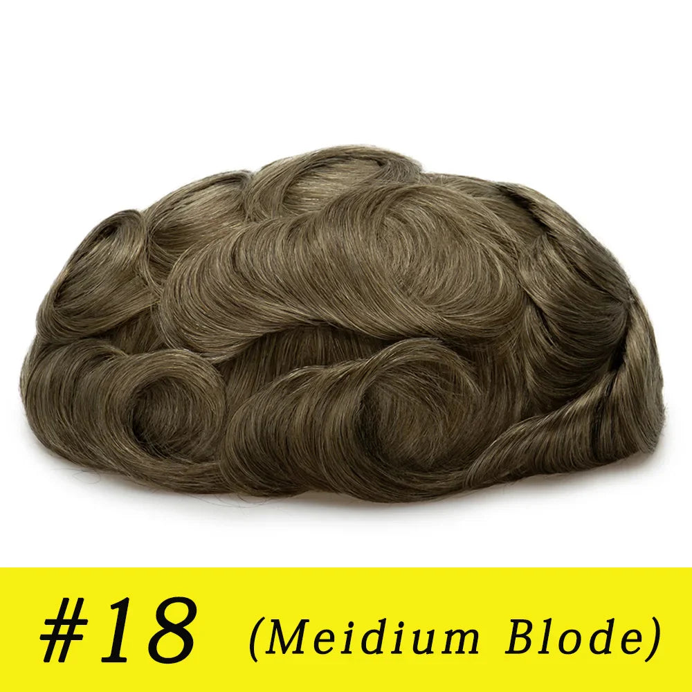 Ultra Thin Skin 0.03mm Men’s Toupee Human Hair Wig – Natural Hair Replacement System Lightweight Male Hairpiece